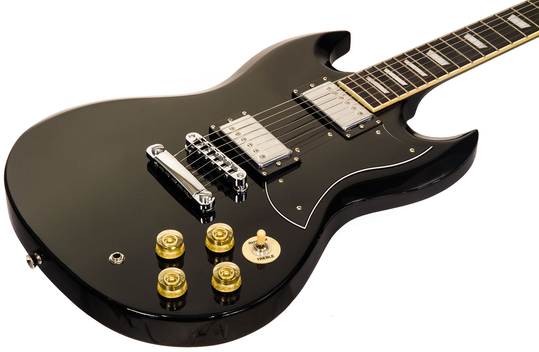 Eastone Sdc70 Hh Ht Pur - Black - Retro-Rock-E-Gitarre - Variation 1