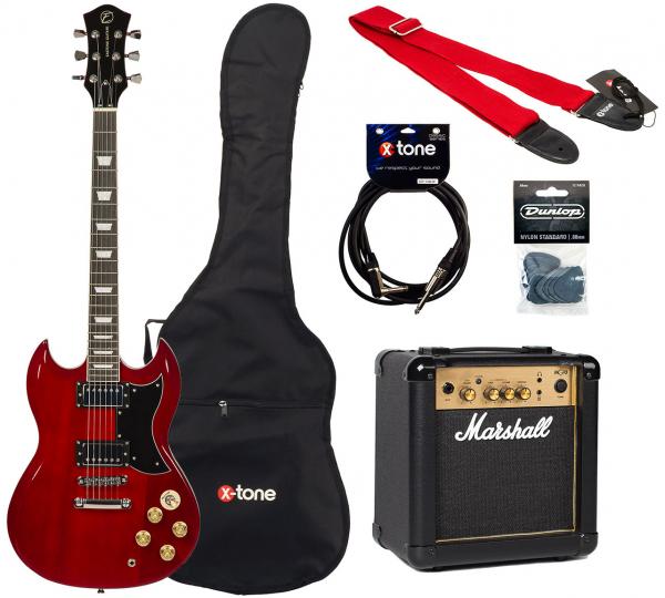 E-gitarre set Eastone SDC70 +Marshall MG10G Gold +Accessoires - Red