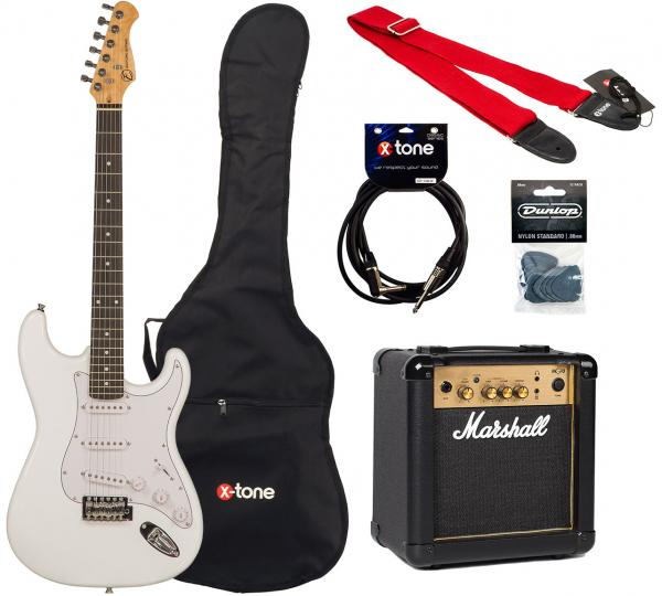 Solidbody e-gitarre Eastone STR70 +Marshall MG10G +Accessories - olympic white