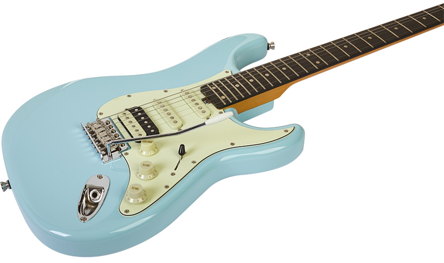 Eko Aire V-nos Original Hss Trem Wpc - Daphne Blue - E-Gitarre in Str-Form - Variation 2