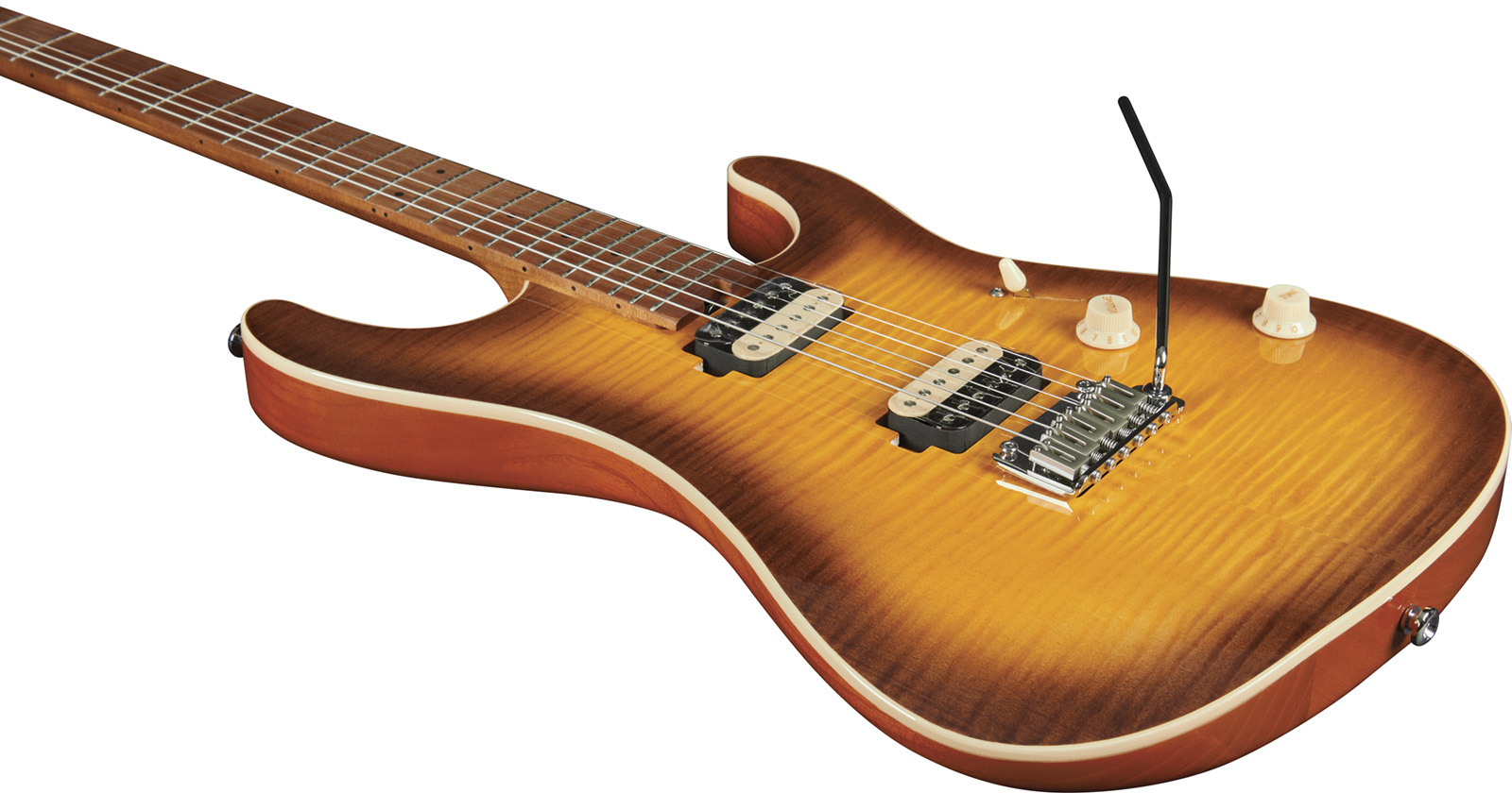 Eko Aurora 400 Trem Hh Mn - Flamed Amber Burst - E-Gitarre in Str-Form - Variation 2