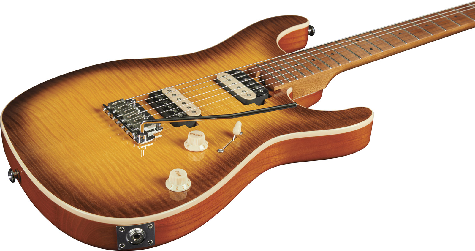 Eko Aurora 400 Trem Hh Mn - Flamed Amber Burst - E-Gitarre in Str-Form - Variation 3
