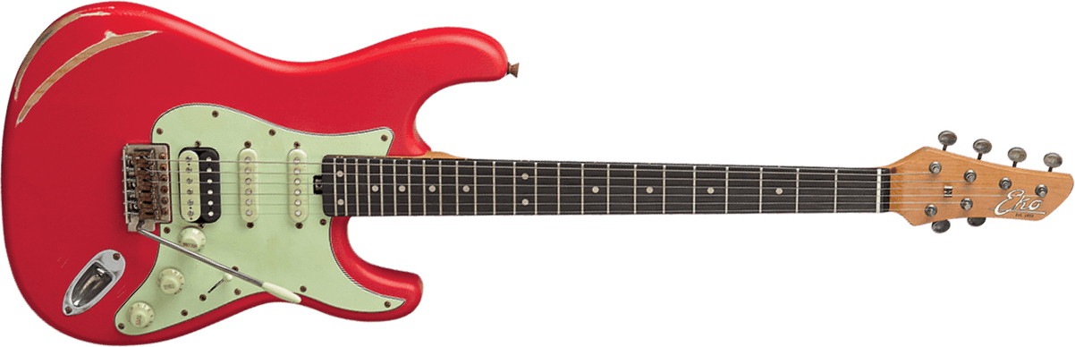 Eko Aire Relic Original Hss Trem Wpc - Fiesta Red - E-Gitarre in Str-Form - Main picture