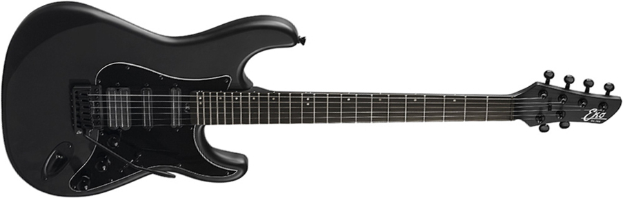 Eko Aire Stealth Hss Trem Wpc - Matt Black - E-Gitarre aus Metall - Main picture