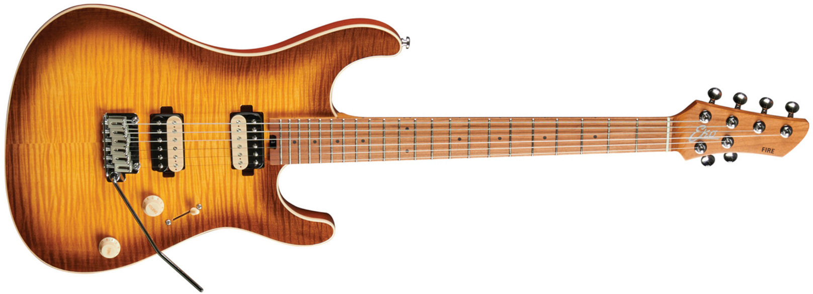 Eko Aurora 400 Trem Hh Mn - Flamed Amber Burst - E-Gitarre in Str-Form - Main picture