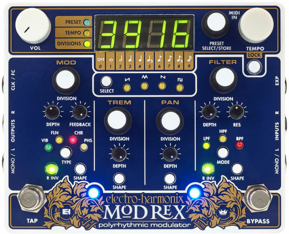 Electro Harmonix Mod Rex Polyrhytmic Modulator - Modulation/Chorus/Flanger/Phaser & Tremolo Effektpedal - Main picture