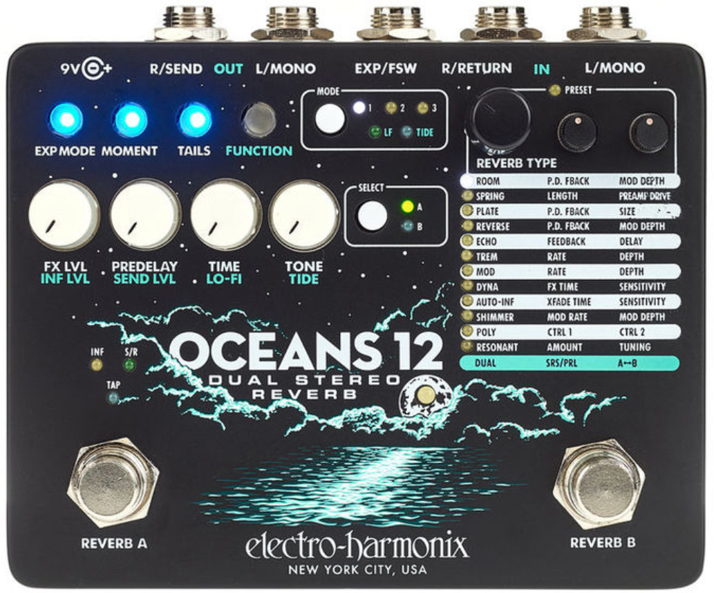 Electro Harmonix Oceans 12 Dual Stereo Reverb - Reverb/Delay/Echo Effektpedal - Main picture