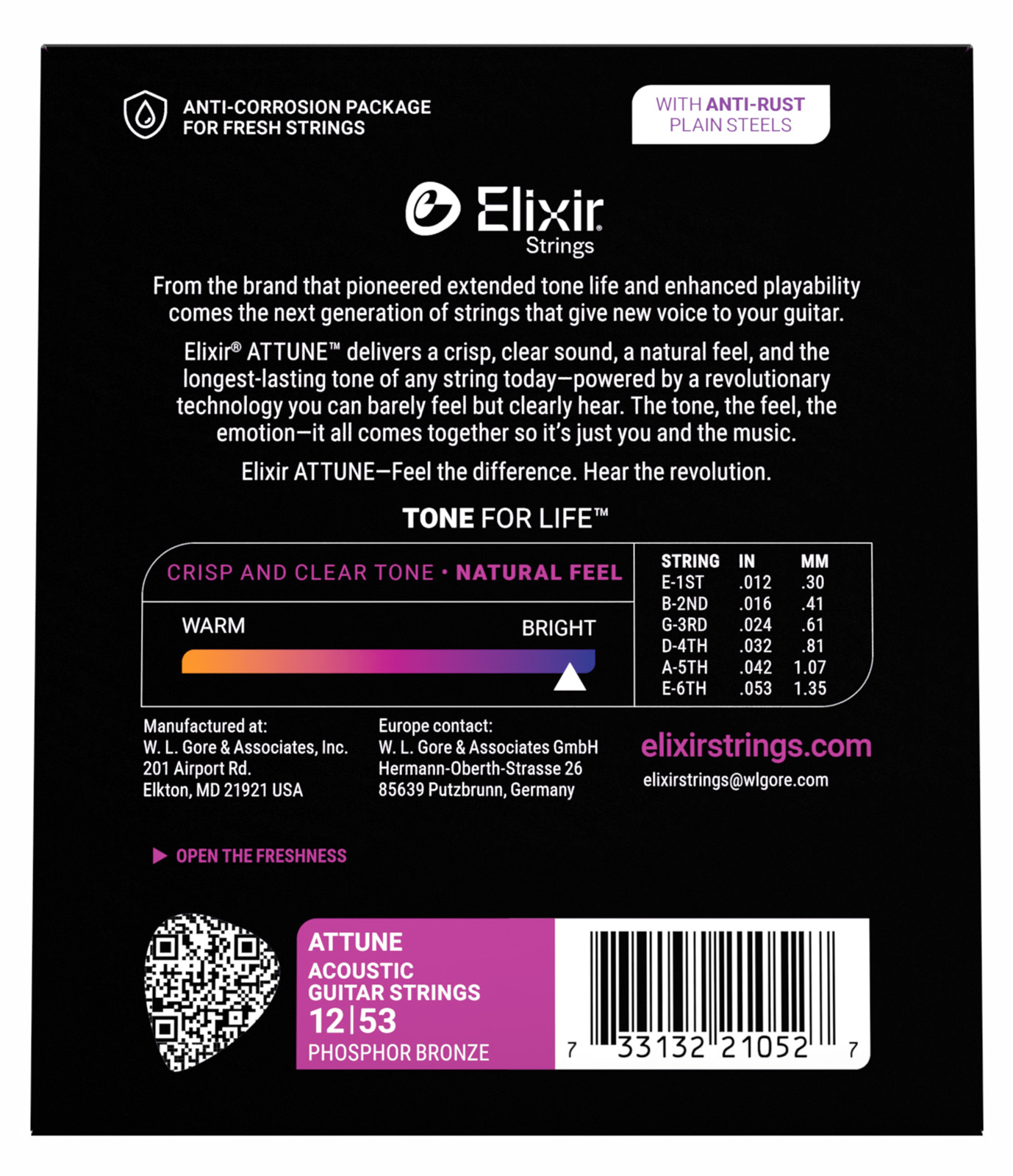 Elixir Jeu De 6 Cordes 21052 Attune Phos.bronze. L 12-53 - Westerngitarre Saiten - Variation 2