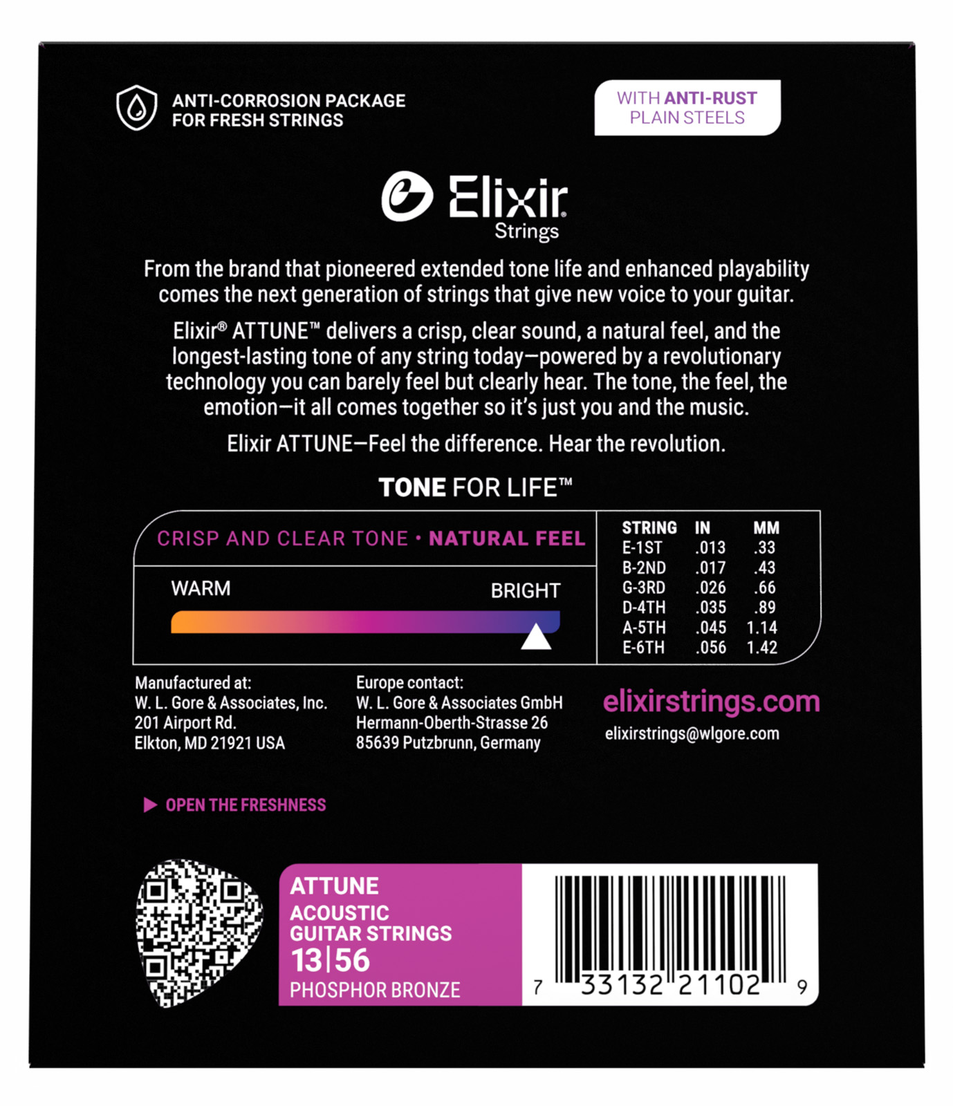 Elixir Jeu De 6 Cordes 21102 Attune Phos.bronze. M 13-56 - Westerngitarre Saiten - Variation 2