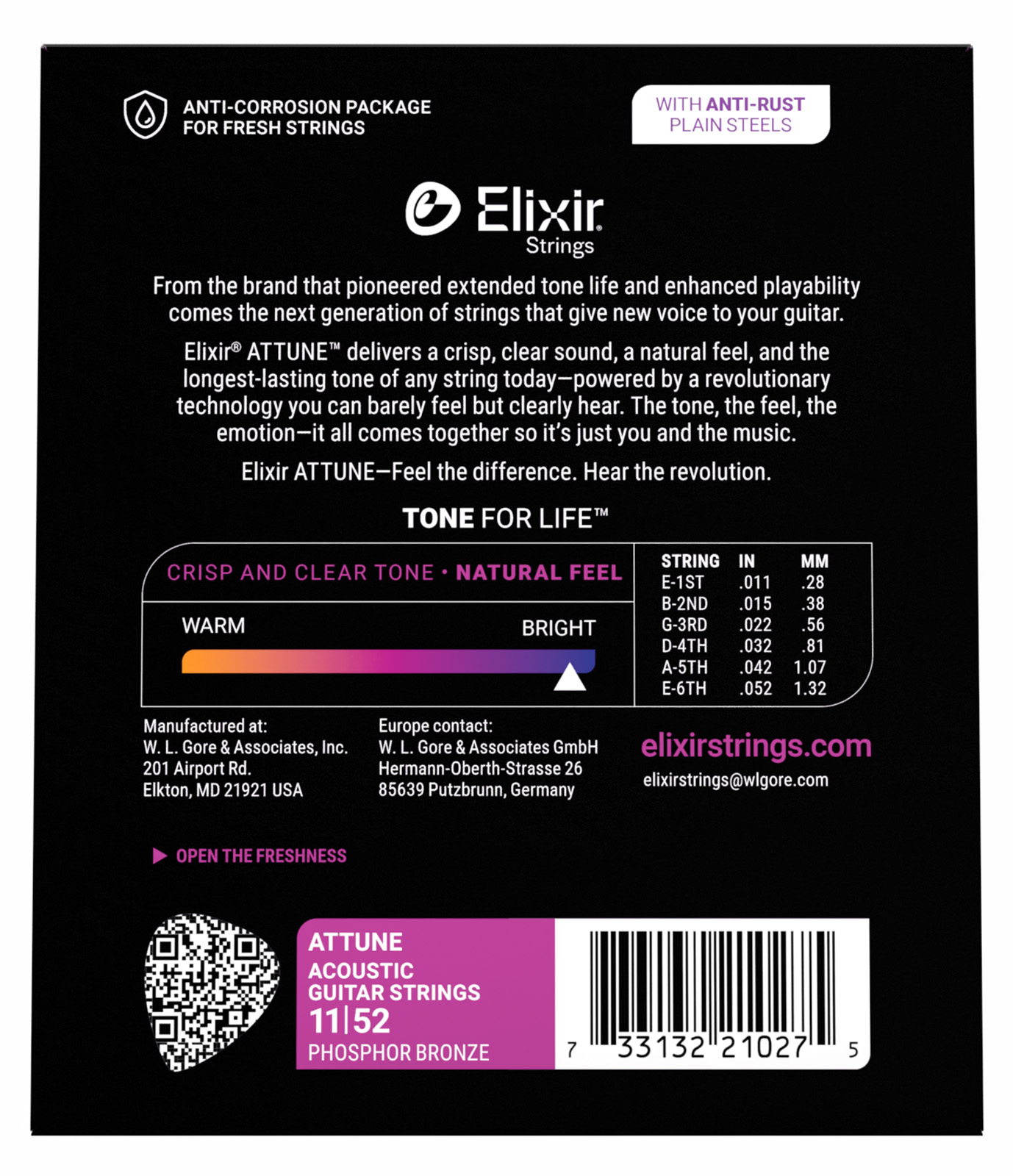 Elixir 21027 Attune Phos.bronze. Cl 11-52 - Westerngitarre Saiten - Variation 2