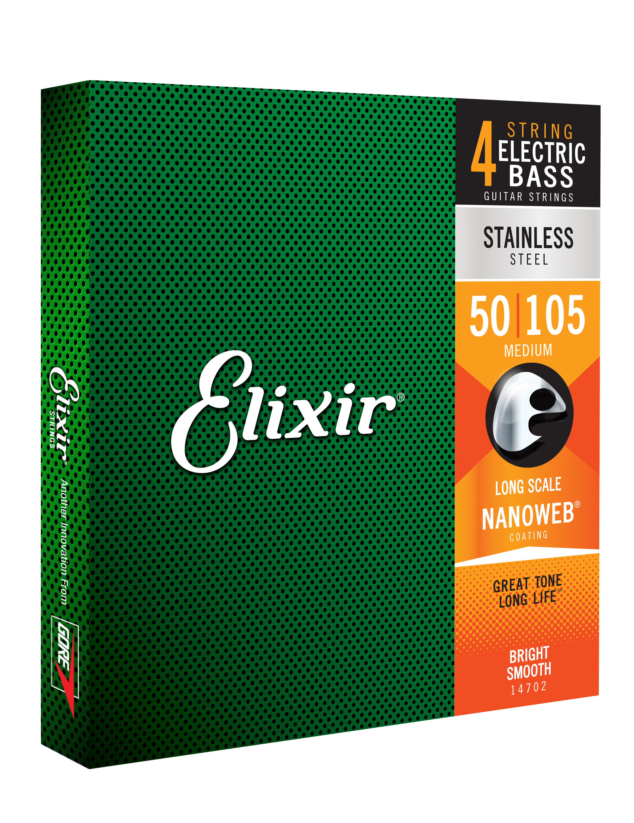 Elixir Jeu De 4 Cordes Bass (4) 14702 Nanoweb Stainless Steel 50-105 - E-Bass Saiten - Variation 1