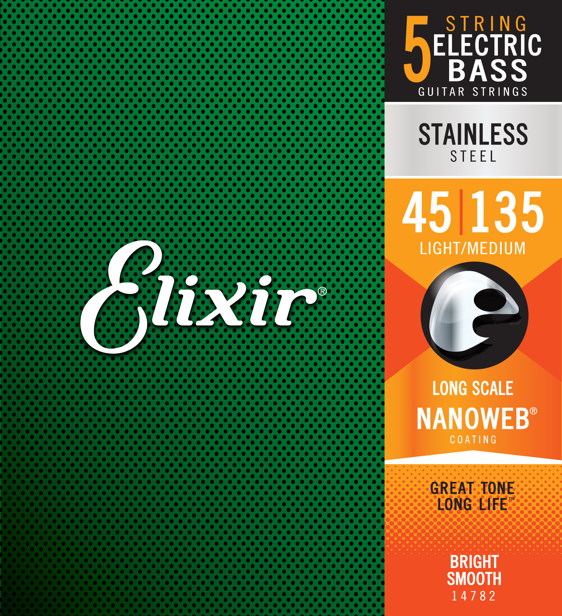 Elixir 14782 5-string Nanoweb Stainless Steel Long Scale Electric Bass 5c Light Medium 45-135 - E-Bass Saiten - Main picture