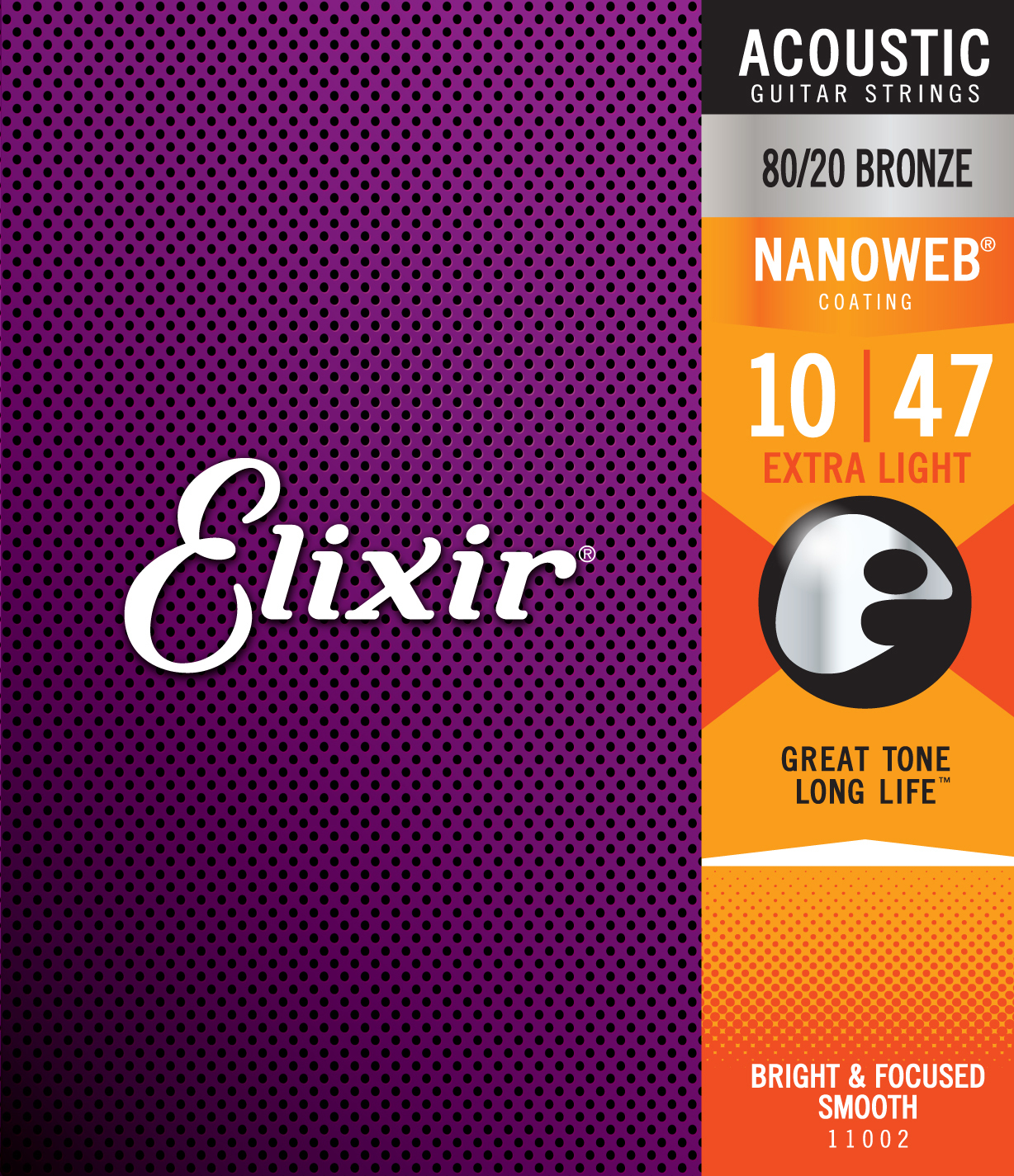 Elixir Jeu De 6 Cordes Acoustic (6) 11002 Nanoweb 80/20 Bronze Extra Light 10-47 - Westerngitarre Saiten - Main picture
