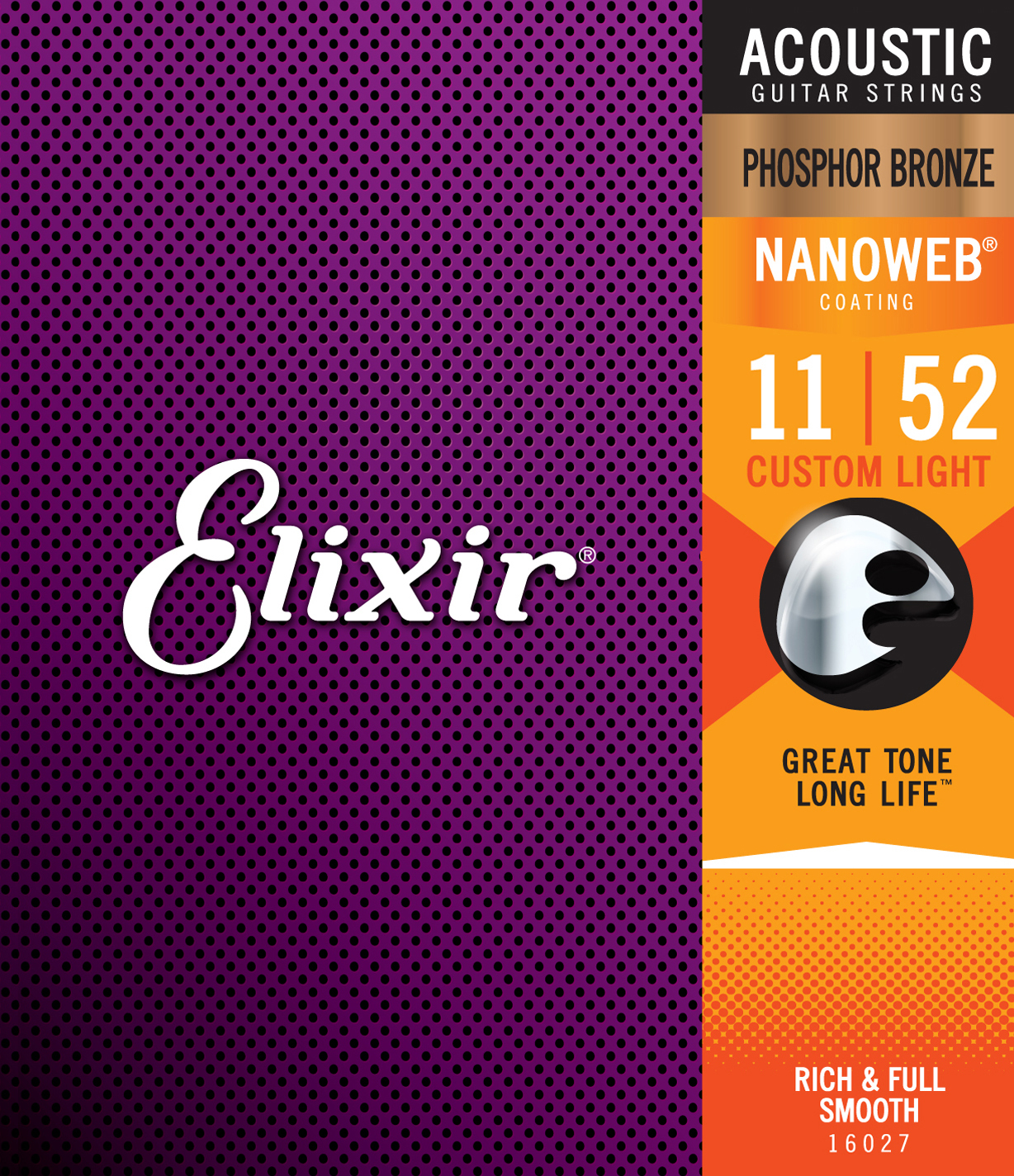 Elixir Jeu De 6 Cordes Acoustic (6) 16027 Nanoweb Phosphor Bronze 11-52 - Westerngitarre Saiten - Main picture