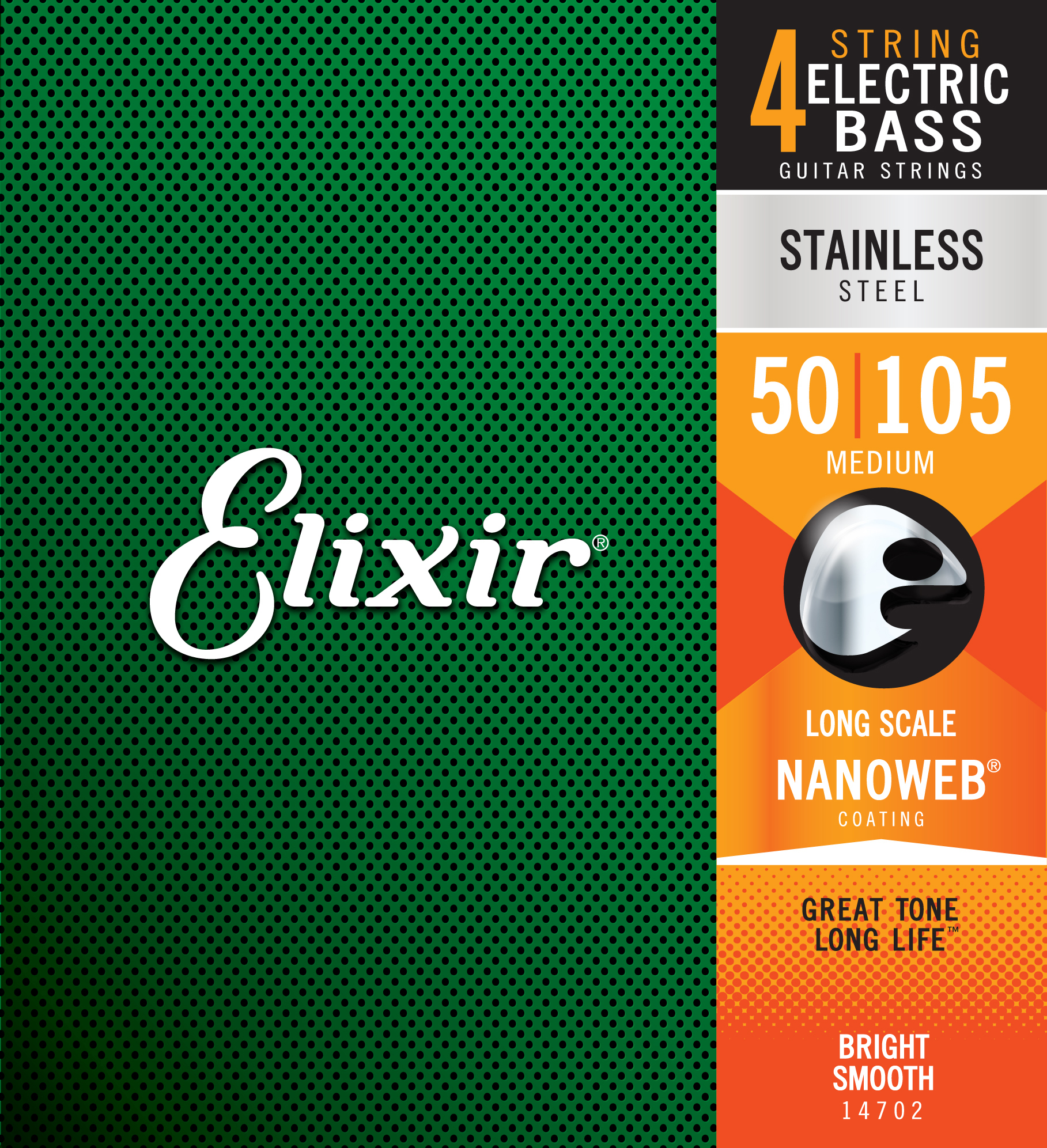 Elixir Jeu De 4 Cordes Bass (4) 14702 Nanoweb Stainless Steel 50-105 - E-Bass Saiten - Main picture