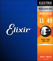 E-gitarren saiten Elixir Electric (6) Nanoweb Nickel Plated Steel 11-49 - Saitensätze 