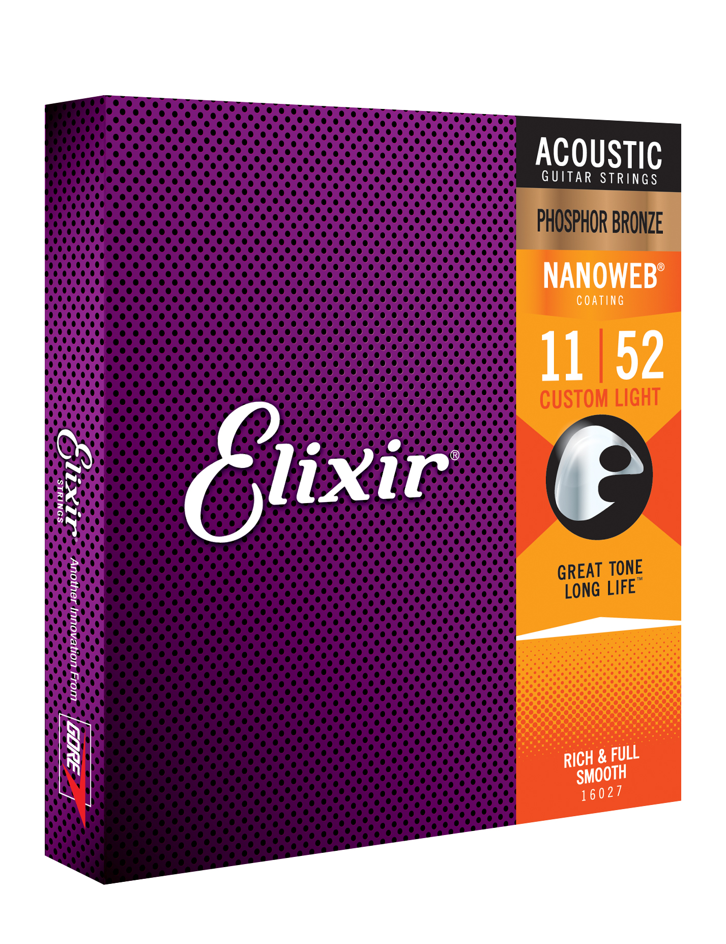 Elixir Jeu De 6 Cordes Acoustic (6) 16027 Nanoweb Phosphor Bronze 11-52 - Westerngitarre Saiten - Variation 1