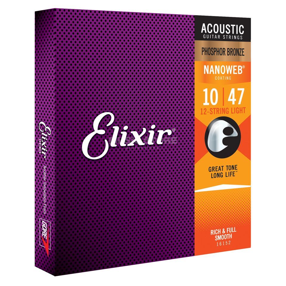 Elixir 16152 Nanoweb Phosphor Bronze Acoustic Guitar 12c Light 10-47 - Westerngitarre Saiten - Variation 2