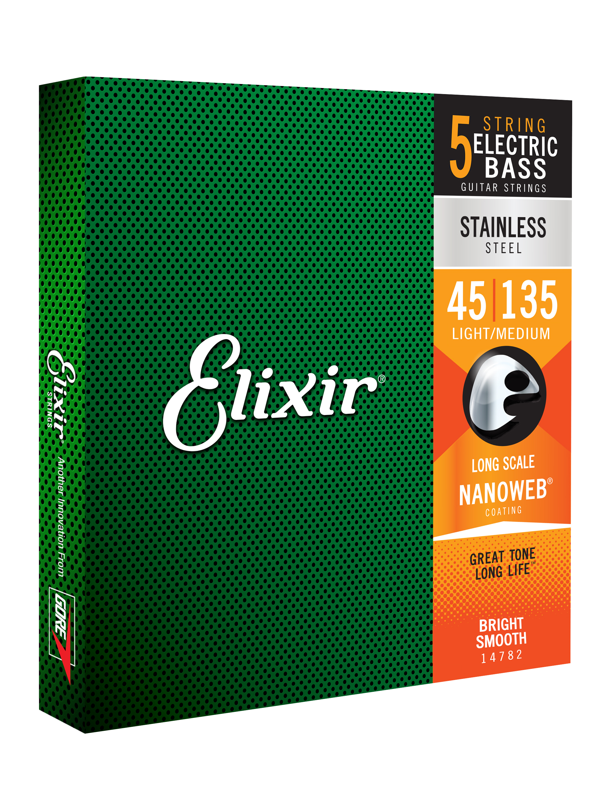 Elixir 14782 5-string Nanoweb Stainless Steel Long Scale Electric Bass 5c Light Medium 45-135 - E-Bass Saiten - Variation 1