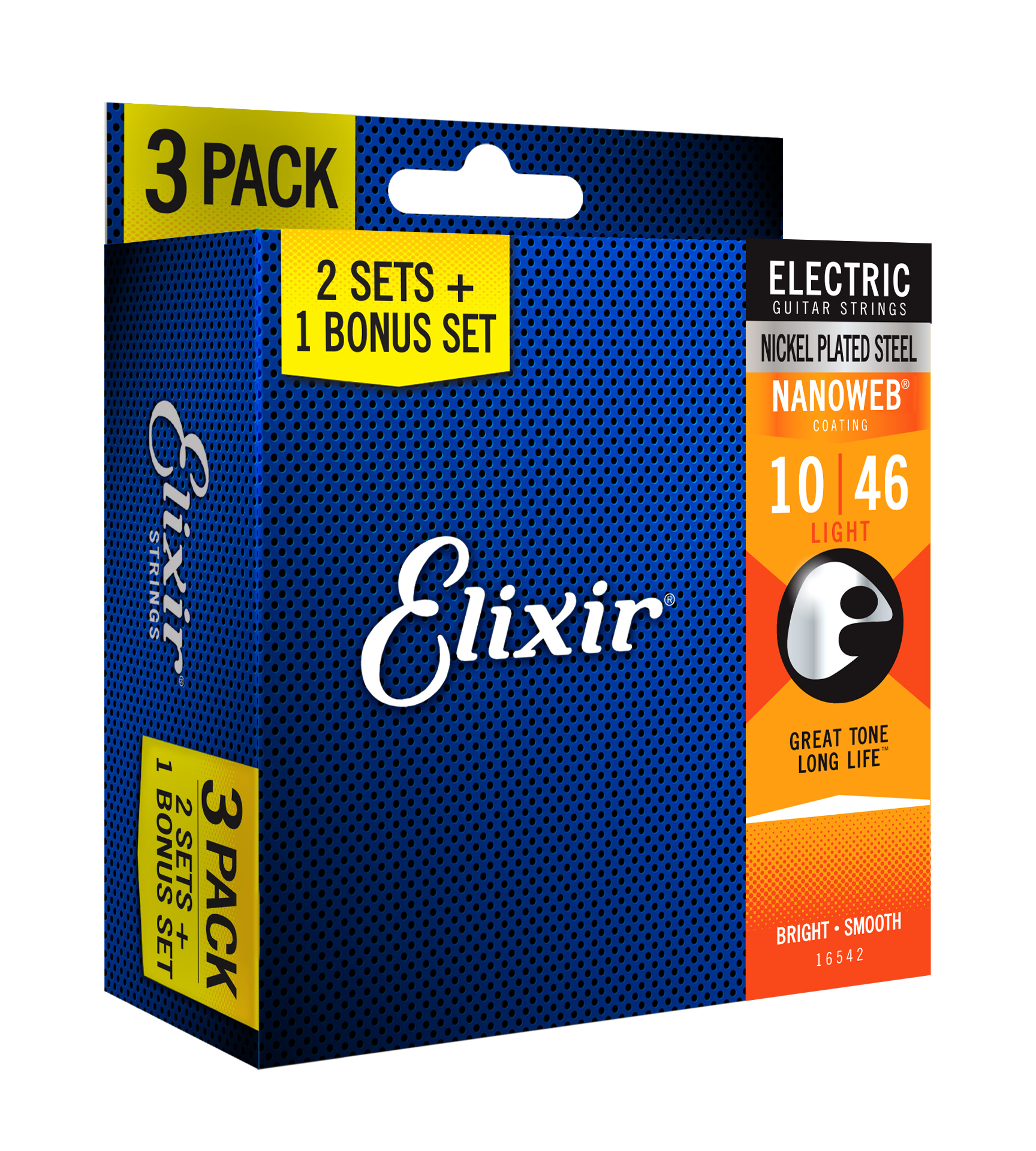 Elixir Pack De 3 Jeux 12052 Nanoweb 10-46 - Westerngitarre Saiten - Variation 1