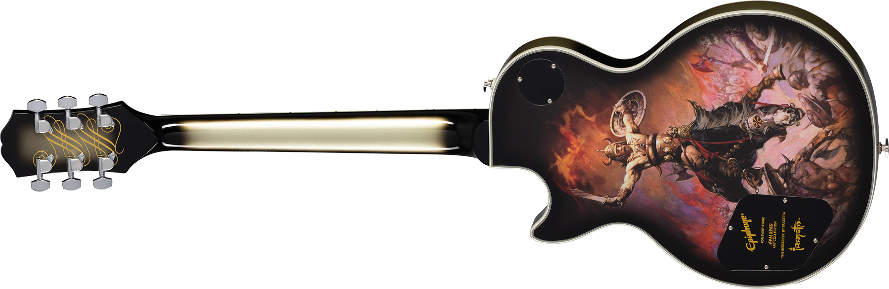 Epiphone Adam Jones Les Paul Custom Frazetta The Berserker Art Ltd 2h Ht Eb - Antique Silverburst - Single-Cut-E-Gitarre - Variation 1