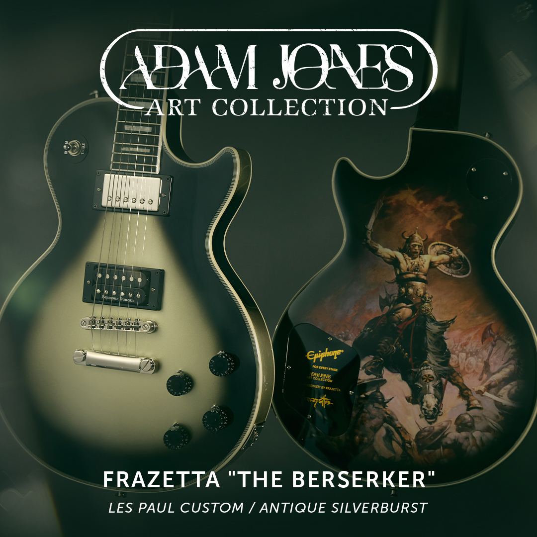 Epiphone Adam Jones Les Paul Custom Frazetta The Berserker Art Ltd 2h Ht Eb - Antique Silverburst - Single-Cut-E-Gitarre - Variation 7