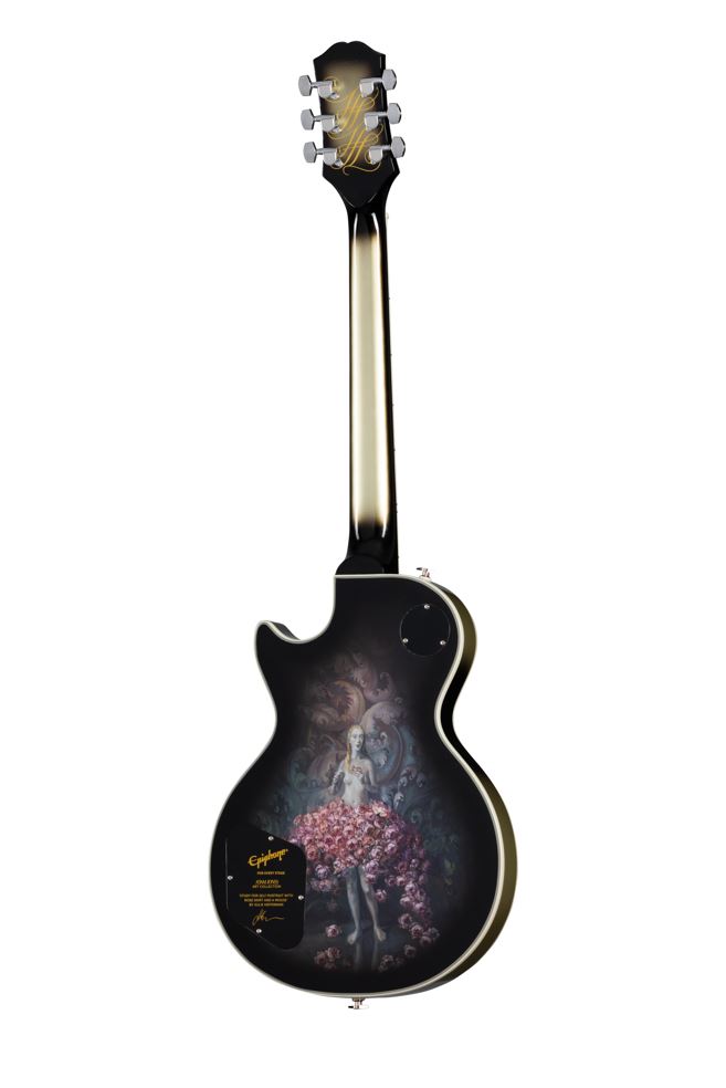 Epiphone Adam Jones Les Paul Custom Julie Heffernans Self Portrait Rose Art Ltd 2h Ht Eb - Antique Silverburst - Single-Cut-E-Gitarre - Variation 4