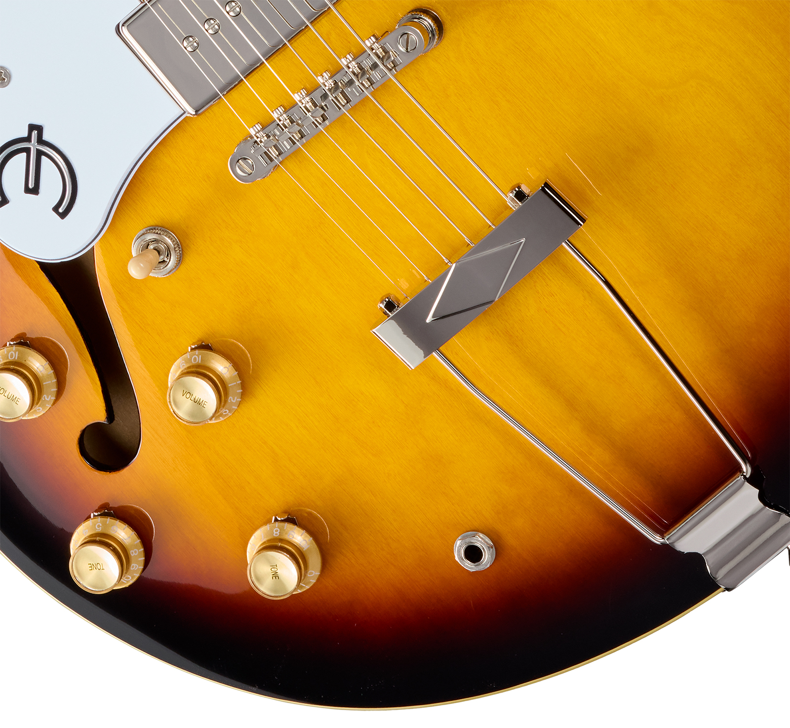 Epiphone Casino Lh Original Archtops Gaucher 2s P90 Ht Rw - Vintage Sunburst - Semi-Hollow E-Gitarre - Variation 3