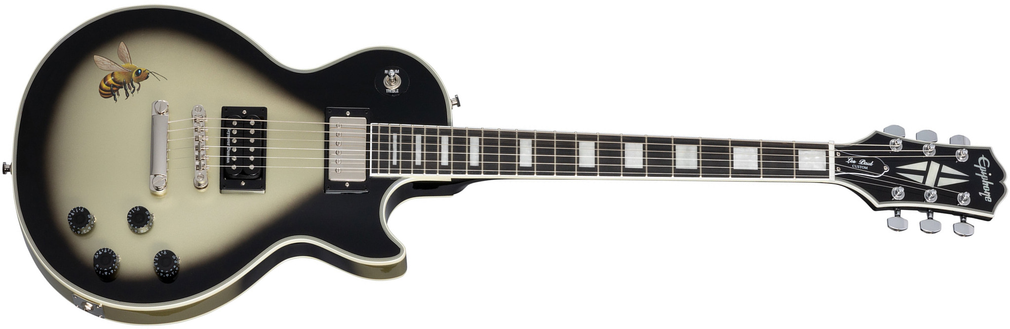 Epiphone Adam Jones Les Paul Custom Mark Ryden's Queen Bee Ltd 2h Ht Eb - Antique Silverburst - Single-Cut-E-Gitarre - Main picture