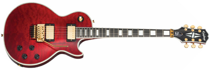 Epiphone Alex Lifeson Les Paul Axcess Custom Signature 2h Fr Eb - Ruby - Single-Cut-E-Gitarre - Main picture