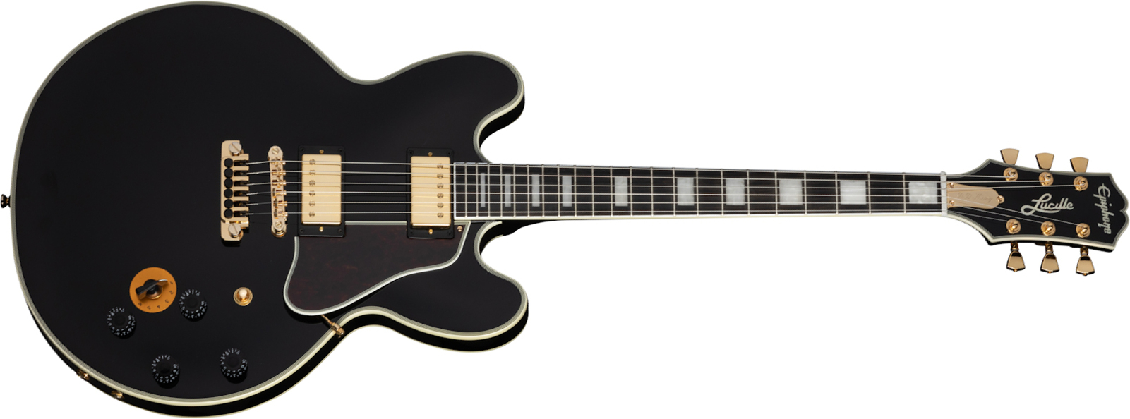 Epiphone Bb King Lucille 2021 Signature 2h Ht Eb - Ebony - Single-Cut-E-Gitarre - Main picture