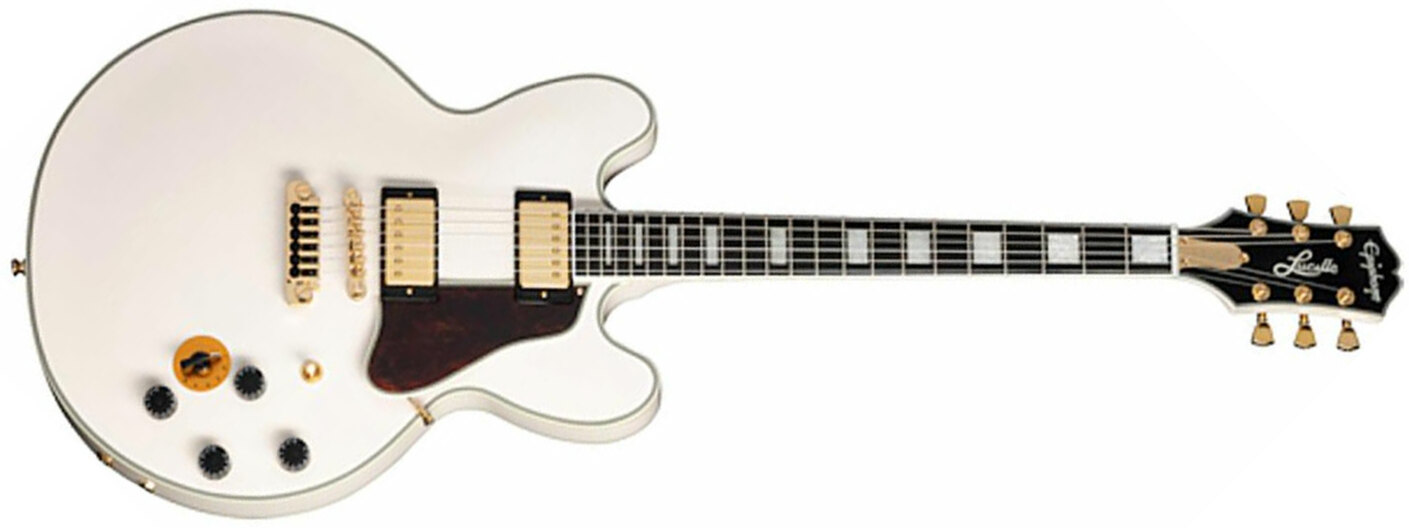 Epiphone Bb King Lucille Signature 2h Ht Eb - Bone White - Semi-Hollow E-Gitarre - Main picture