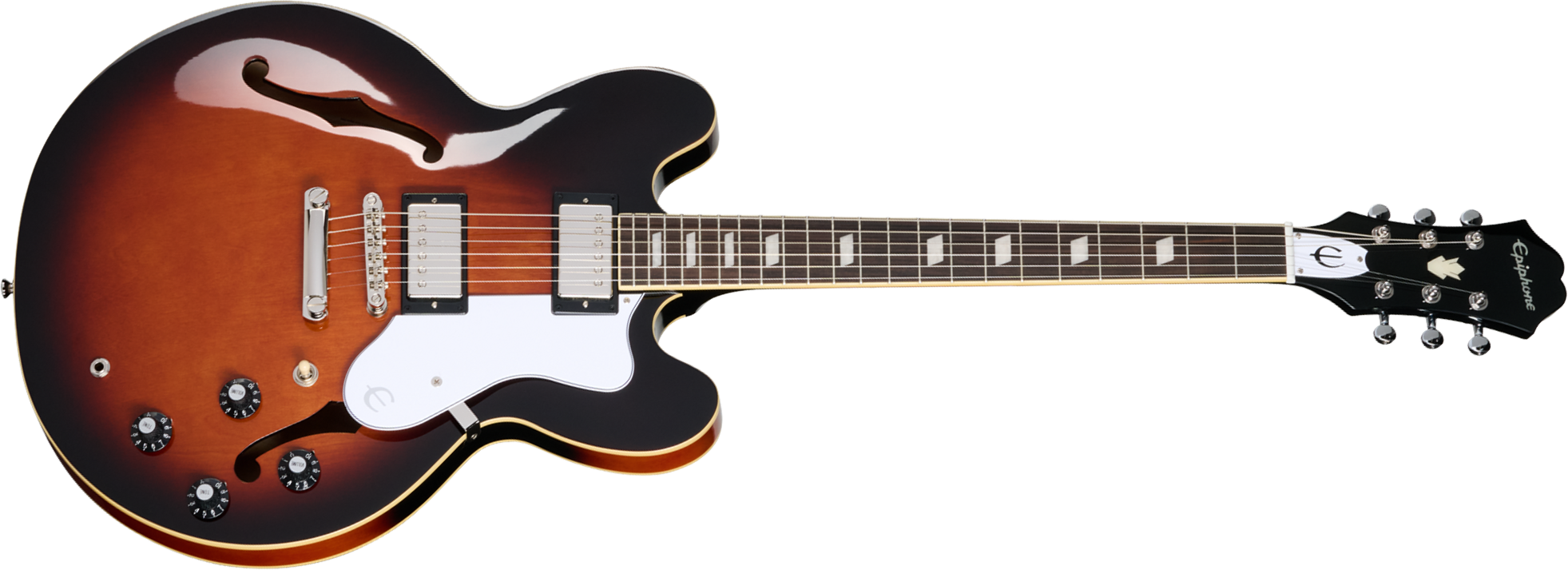 Epiphone Bonehead Riviera Signature 2h Ht Rw - Dark Tobacco Sunburst - Semi-Hollow E-Gitarre - Main picture