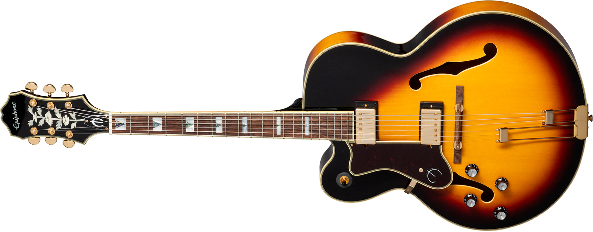 Epiphone Broadway Lh Original Archtops Gaucher 2h Ht Rw - Vintage Sunburst - Hollowbody E-Gitarre - Main picture