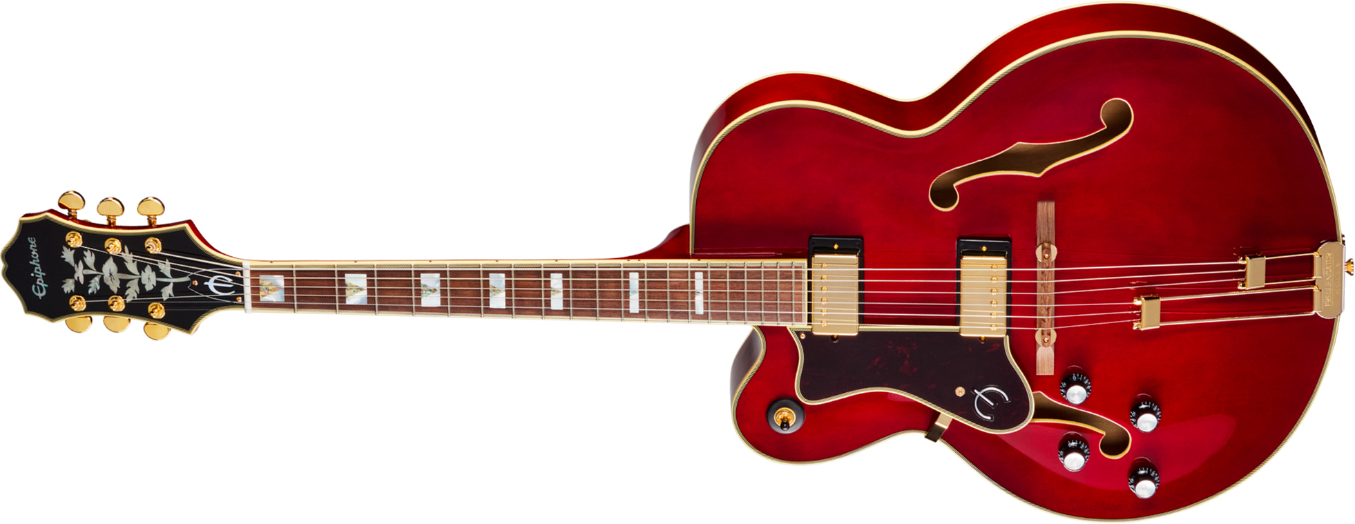 Epiphone Broadway Lh Original Archtops Gaucher 2h Ht Rw - Wine Red - Hollowbody E-Gitarre - Main picture