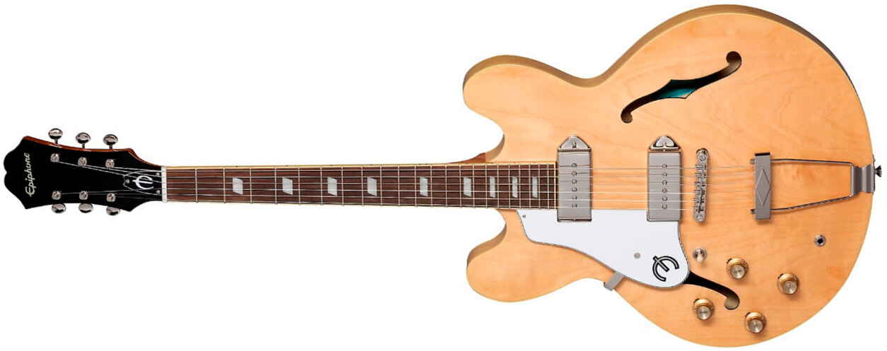 Epiphone Casino Archtop 2023 Lh Gaucher 2s P90 Ht Lau - Natural - Semi-Hollow E-Gitarre - Main picture