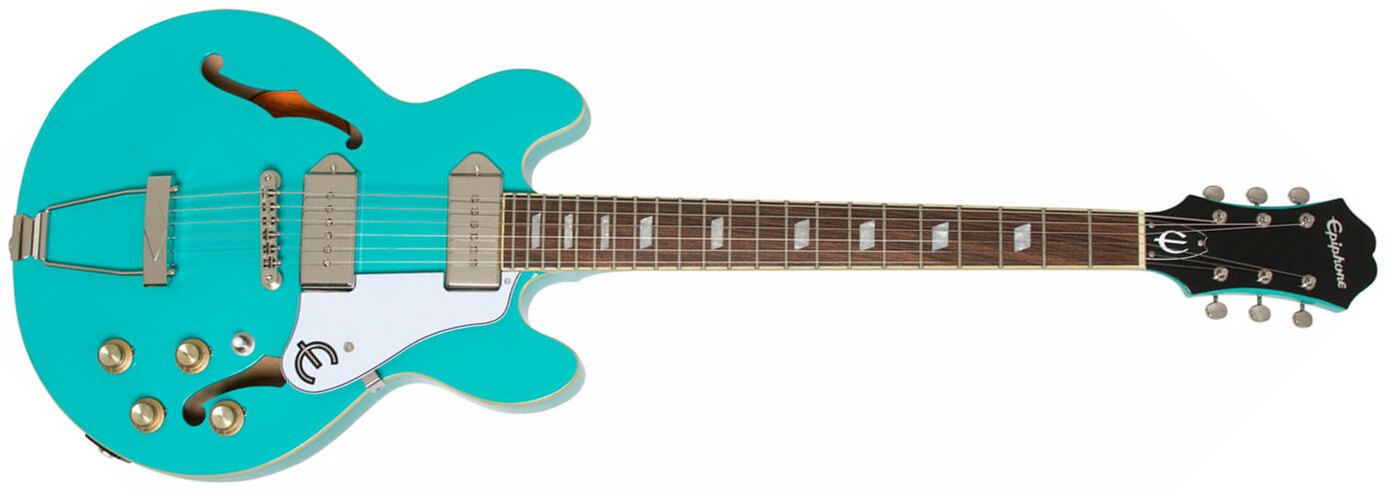 Epiphone Casino Coupe Archtop 2019 2p90 Ht Pf - Turquoise - Semi-Hollow E-Gitarre - Main picture