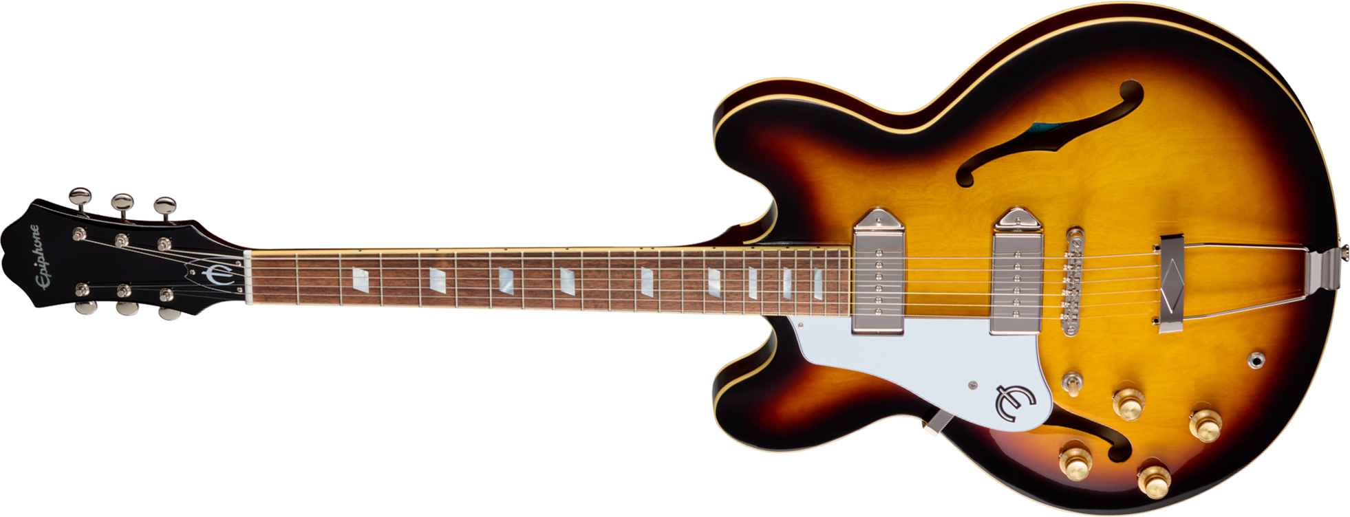 Epiphone Casino Lh Original Archtops Gaucher 2s P90 Ht Rw - Vintage Sunburst - Semi-Hollow E-Gitarre - Main picture