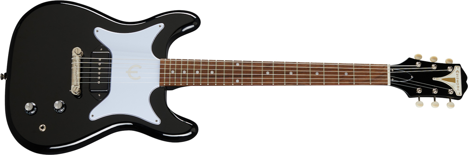 Epiphone Coronet S P90 Ht Lau - Ebony - Retro-Rock-E-Gitarre - Main picture