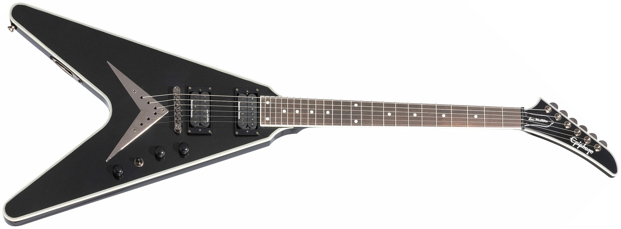 Epiphone Dave Mustaine Flying V Prophecy 2h Fishman Fluence Ht Eb - Black Metallic - E-Gitarre aus Metall - Main picture