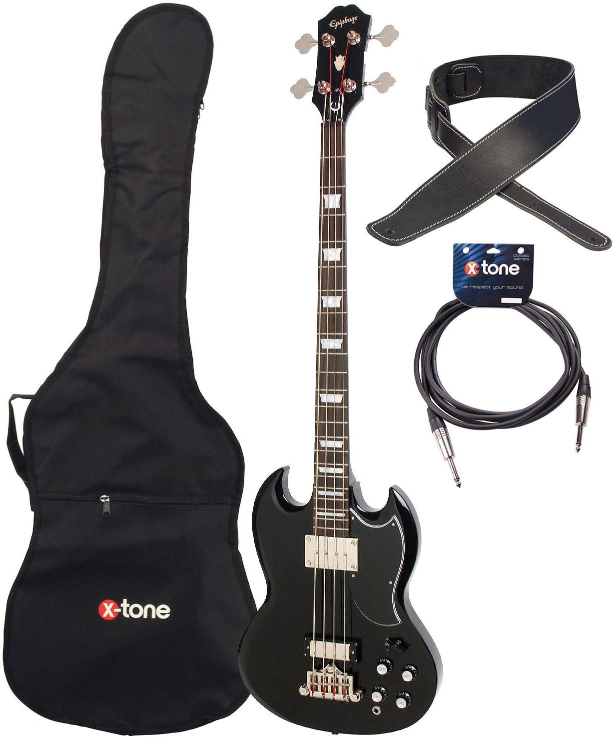 E-bass set Epiphone EB-3 + bag + strap + jack - Ebony