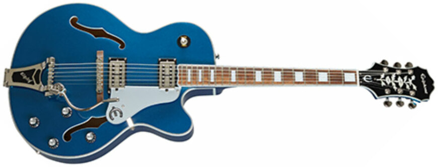 Epiphone Emperor Swingster Archtop 2h Trem Lau - Delta Blue Metallic - Hollowbody E-Gitarre - Main picture