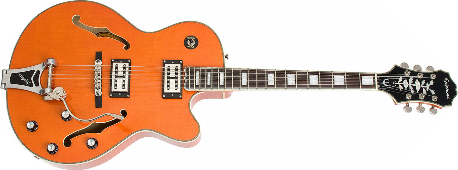 Epiphone Emperor Swingster Bigsby Gh - Sunrise Orange - Hollowbody E-Gitarre - Main picture