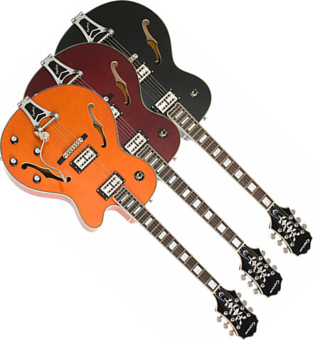 Epiphone Emperor Swingster Bigsby Gh Trans Black - Semi-Hollow E-Gitarre - Main picture