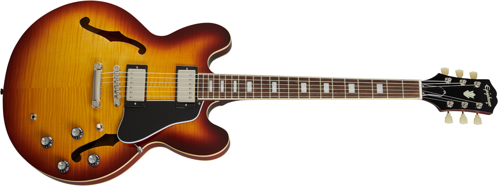 Epiphone Es-335 Figured Inspired By Gibson Original 2h Ht Rw - Raspberry Tea Burst - Semi-Hollow E-Gitarre - Main picture