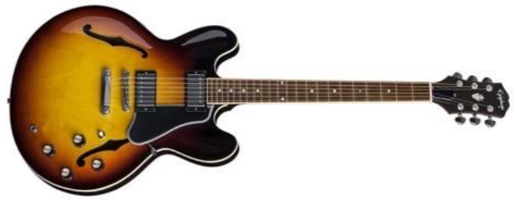 Epiphone Es-335 Inspired By Gibson Original 2h Ht Rw - Vintage Sunburst - Semi-Hollow E-Gitarre - Main picture