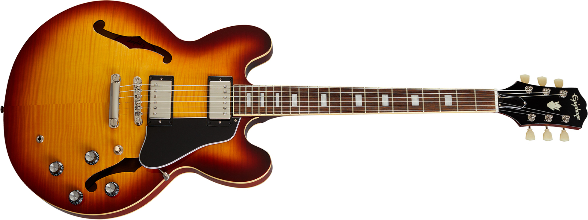 Epiphone Es335 Figured Ibg Original 2h Ht Rw - Raspberry Tea Burst - Semi-Hollow E-Gitarre - Main picture
