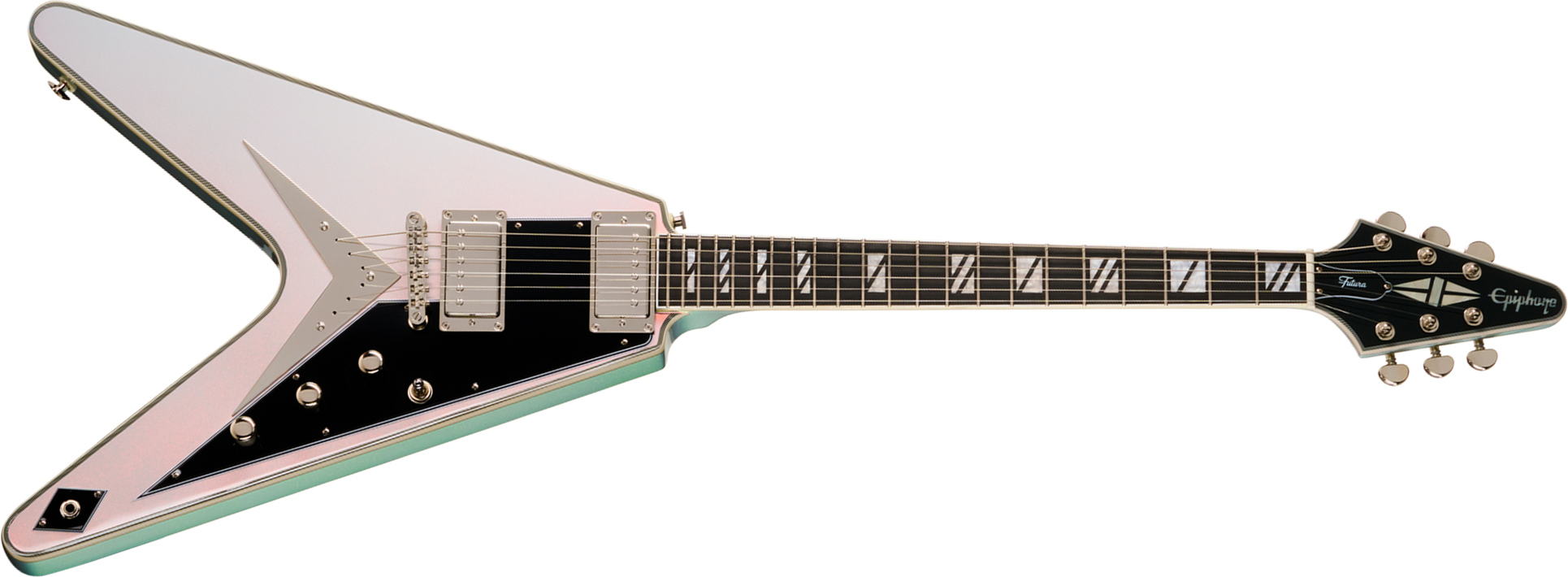 Epiphone Flying V Custom Futura Ibg 2h Ht Eb - Quicksilver Shift - E-Gitarre aus Metall - Main picture