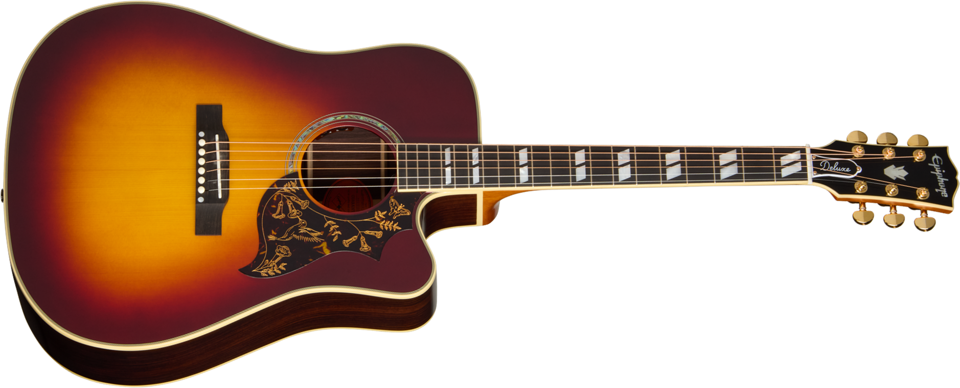 Epiphone Hummingbird Deluxe Ec Inspired By Gibson Dreadnought Cw Epicea Palissandre Eb - Autumn Burst - Folk-Gitarre - Main picture