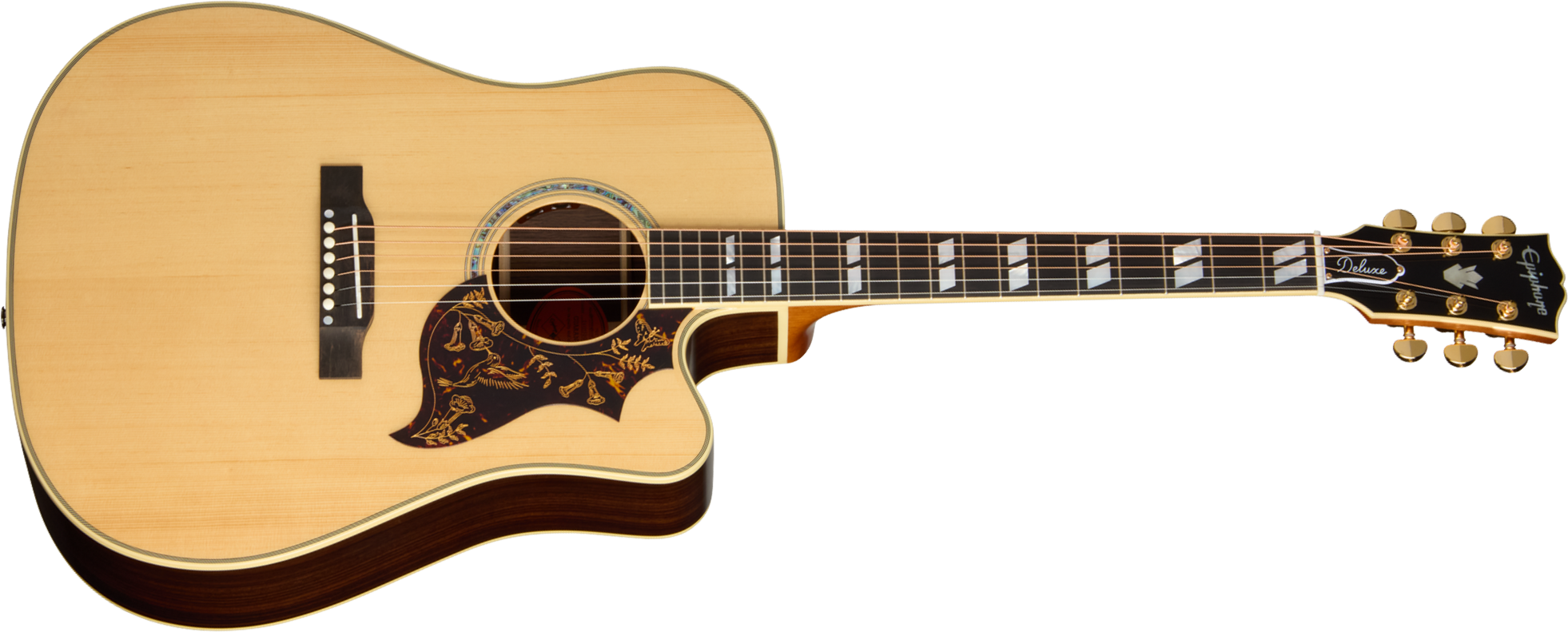 Epiphone Hummingbird Deluxe Ec Inspired By Gibson Dreadnought Cw Epicea Palissandre Eb - Natural - Folk-Gitarre - Main picture